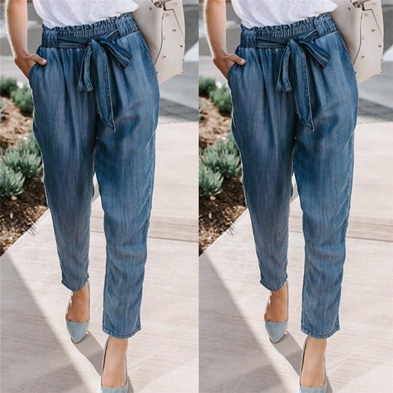 Awstring High Waist Office Cargo Loose Pants Jeans For Women