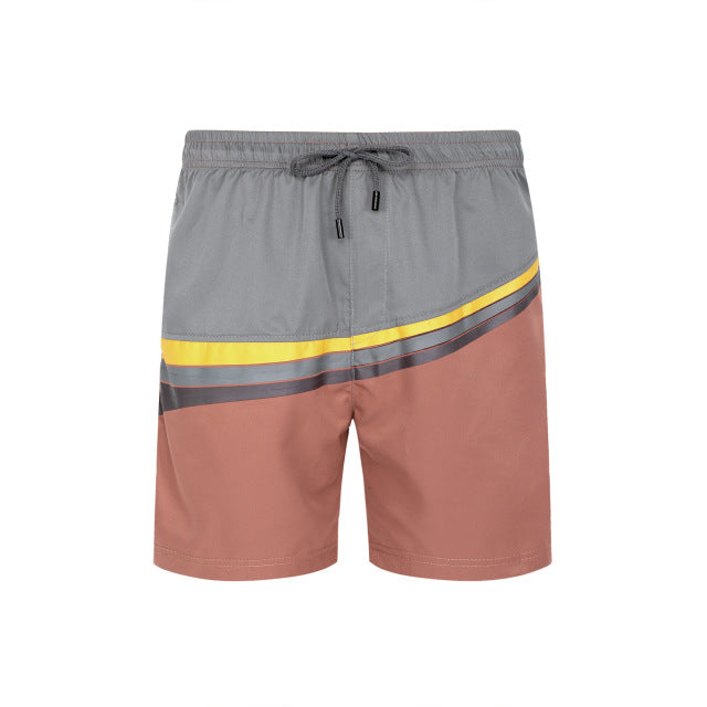 Mens Striped Shorts Casual Patchwork Trunks Beach Board