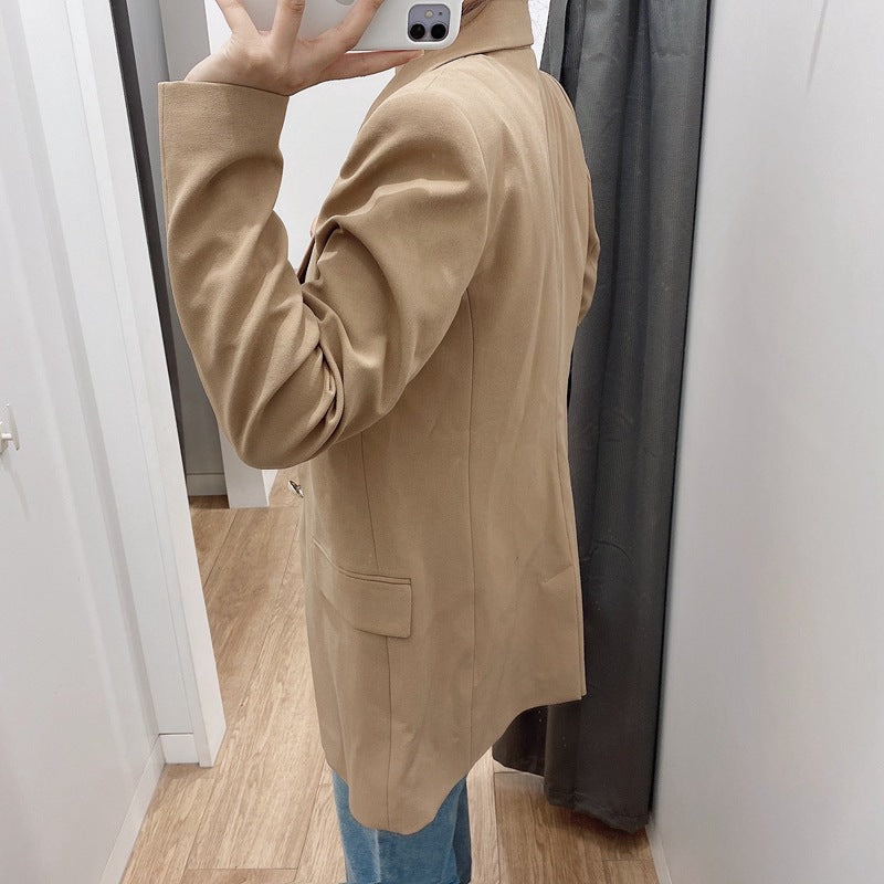 Simple Style Buttoned Casual Blazer Jacket Women