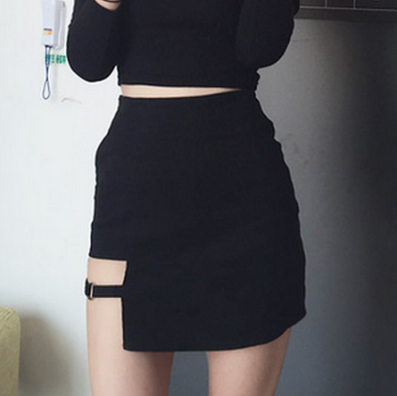 Korean Style Black Hip Skirts Irregular Hem Pencil Micro Mini Skirt Slim Women Party Skirts Black Bodycon Short Skirt