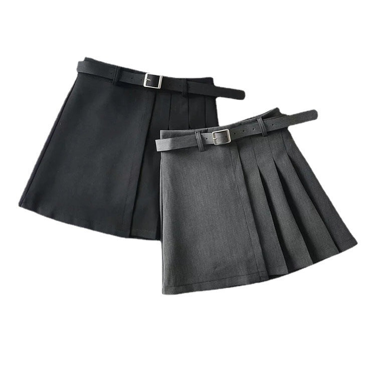 Pure Color Pleated Skirt Short Skirt Women Casual Simple Skirt