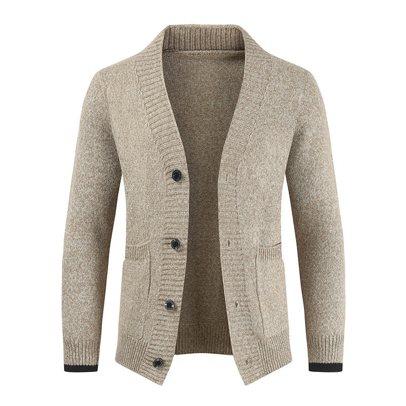 Men Cardigan Sweater Button Long Sleeve