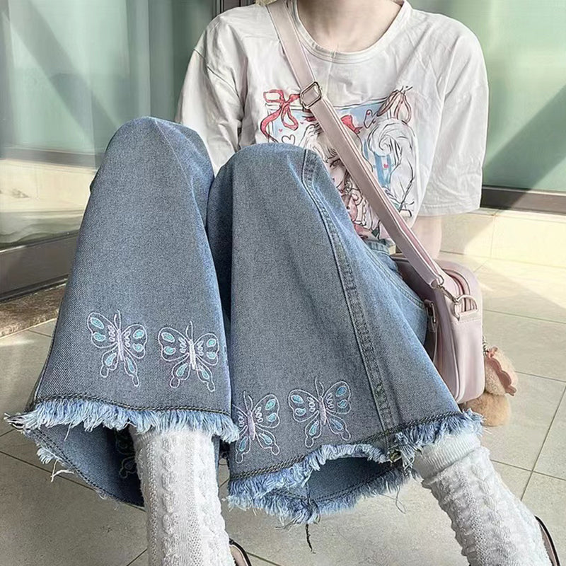 Design Sense Butterfly Embroidered Jeans Women