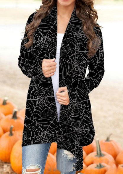 Halloween Digital Printing Casual Cardigan Jacket Women