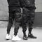 Ribbons Harem Joggers Men Cargo Pants Streetwear Hip Hop Casual Pockets Cotton Track Pants