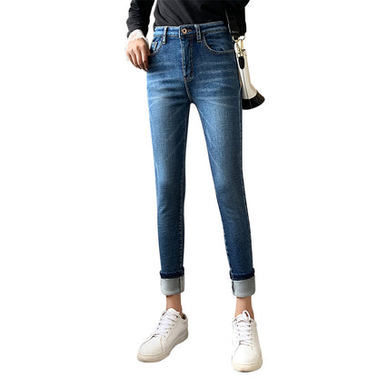 Retro plus velvet thick women jeans