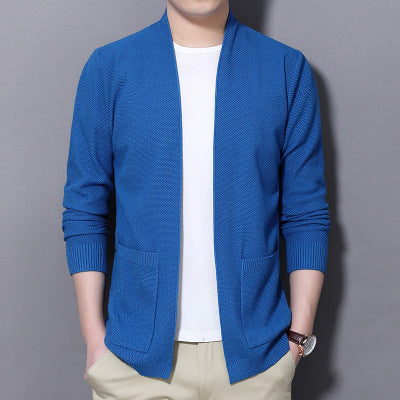 Men's sweater cardigan slim solid color jacket men