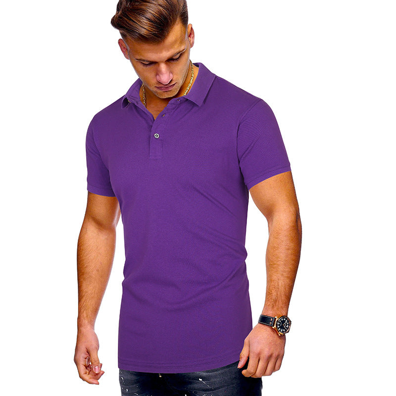 Pure Color Casual Men's Short-sleeved POLO Shirt For Men