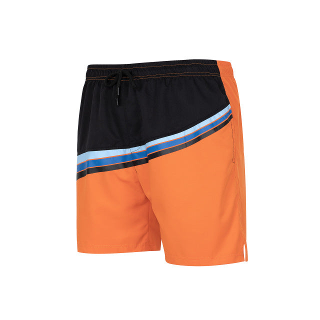 Mens Striped Shorts Casual Patchwork Trunks Beach Board