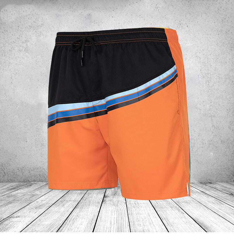 Mens Striped Shorts Casual Patchwork Trunks Beach Board