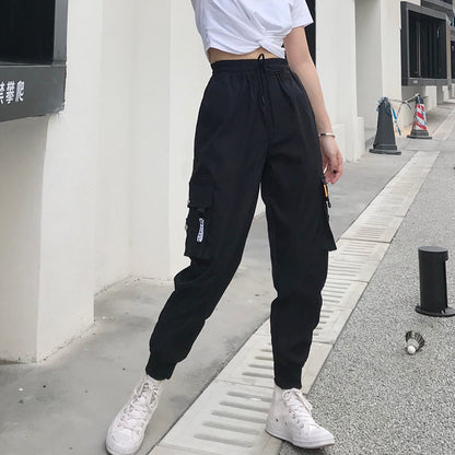 Hot Big Pockets Cargo Pants Women High Waist Loose Streetwe