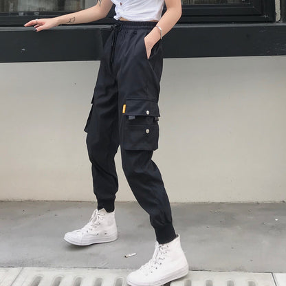 Hot Big Pockets Cargo Pants Women High Waist Loose Streetwe