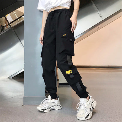 Hot Big Pockets Cargo Pants Women High Waist Loose Streetwe