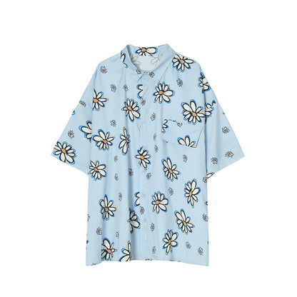 Little Daisy Short-Sleeved Shirt Men Korean Loose Couple Shirts For Men And Women