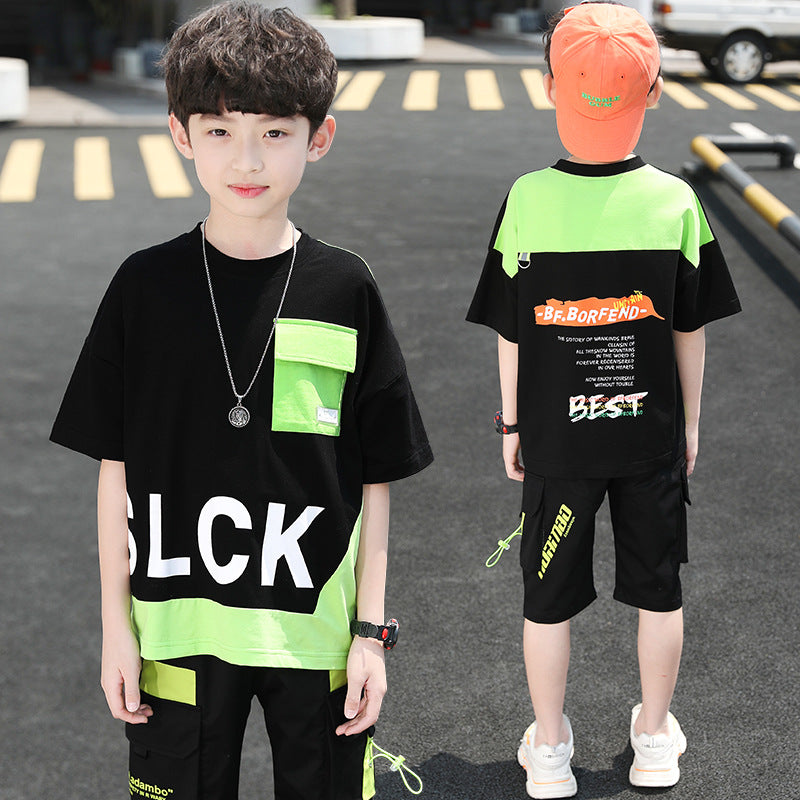 Summer Foreign Boy Handsome, Big Boy Two-piece Korean Style Trend