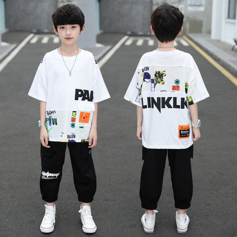 Summer Foreign Boy Handsome, Big Boy Two-piece Korean Style Trend