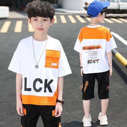 Summer Foreign Boy Handsome, Big Boy Two-piece Korean Style Trend