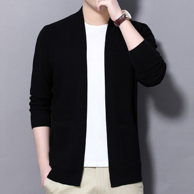 Men's sweater cardigan slim solid color jacket men