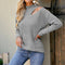 Solid Half High Collar Knitwear Pullover Sweater Women