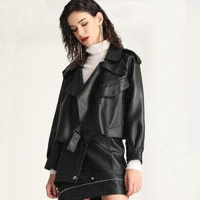 Leather Jacket Women New Outerwear Large Retro