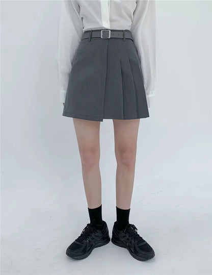 Pure Color Pleated Skirt Short Skirt Women Casual Simple Skirt