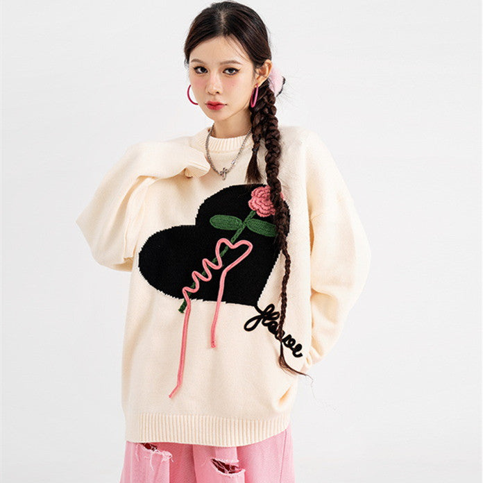 Chaopai American Rose Love Knitwear For Men And Women