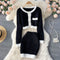 Women Cardigan Sweater Skirt Two-Piece Suit