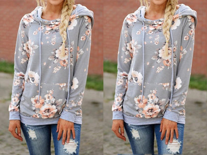 Hooded print slim hoodie jacket