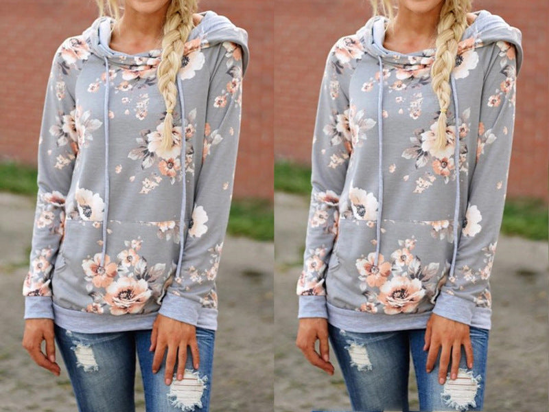 Hooded print slim hoodie jacket