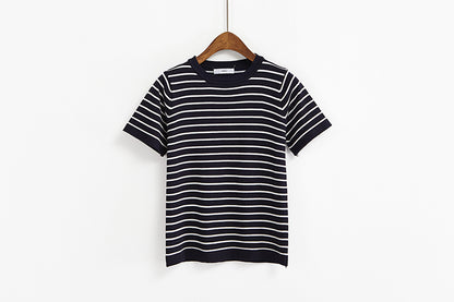 Striped knitwear with short sleeves