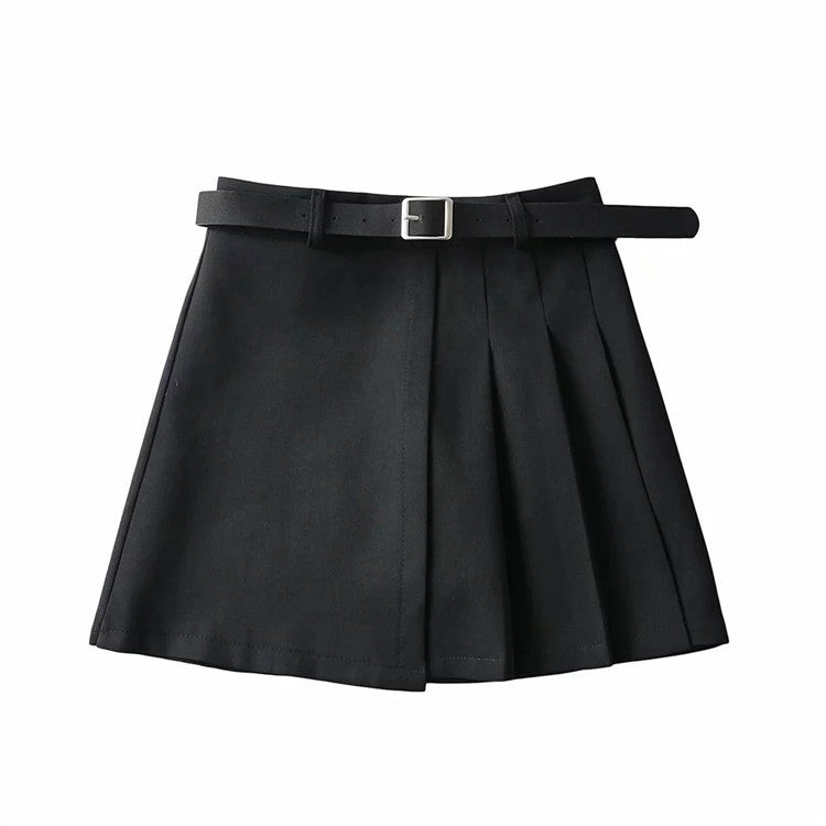 Pure Color Pleated Skirt Short Skirt Women Casual Simple Skirt