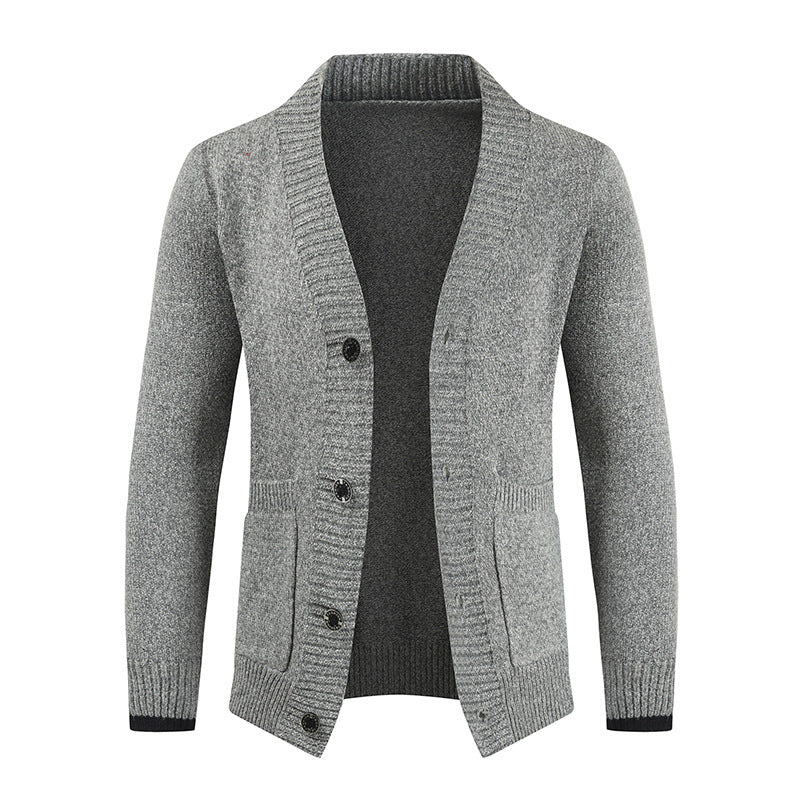 Men Cardigan Sweater Button Long Sleeve