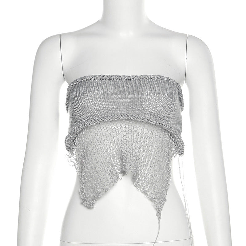 Bandeau Slim-fit Backless Knitted Vest