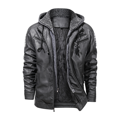 Men Leather Jacket Motor And Biker Hooded Men Leather Jackets