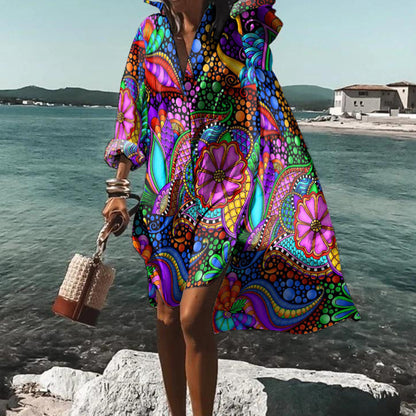 Casual Women's Printed Beach Vacation Blouse