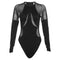 Women's Round Neck Long Sleeve Mesh Stitching Jumpsuit