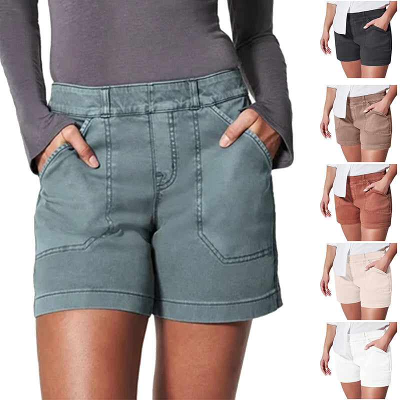 Women's Shorts Summer Fashion High Elasticity Shorts With Pockets Casual Pants