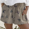 Printed Elastic High Waist Shorts Women