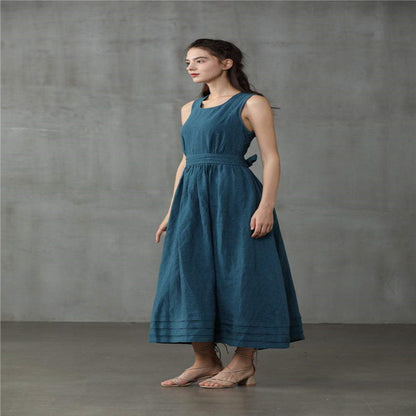 Women's Casual Cross Back Linen Dress