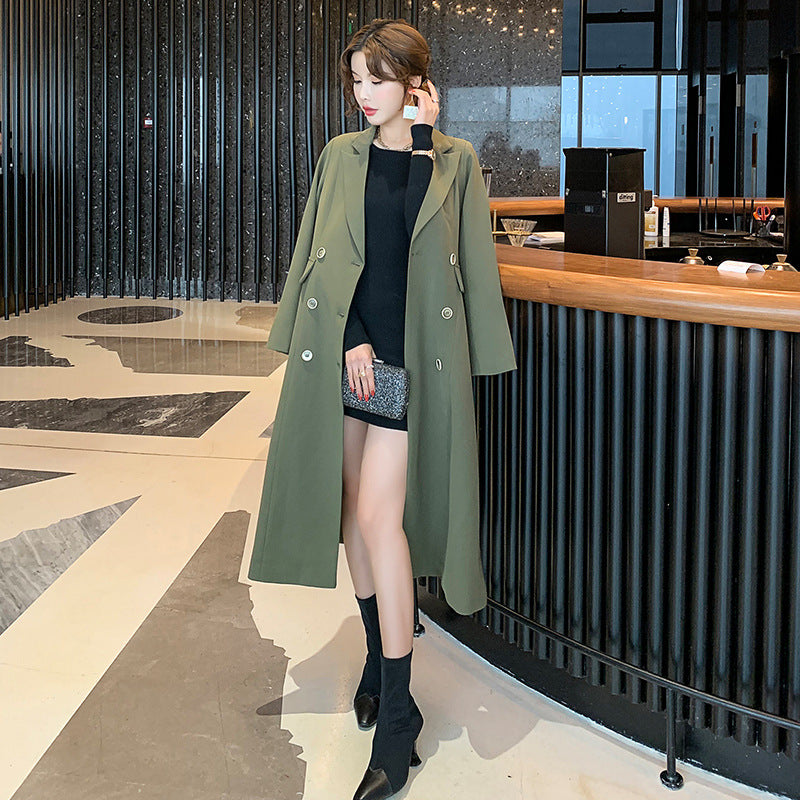 Women's Suit Collar Trench Coat Dress Women