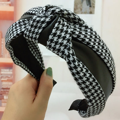 Houndstooth Wide-brim Retro Headband Adult Hair Accessories