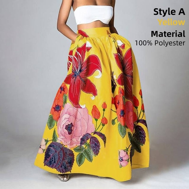 Bottoms Skirt Floral Holiday Women For Long Maxi