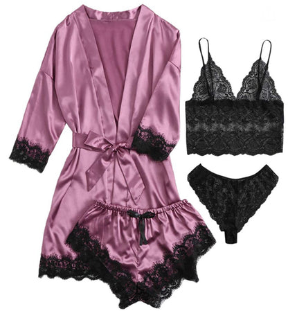 European And American Ladies Pajamas Four-piece Set