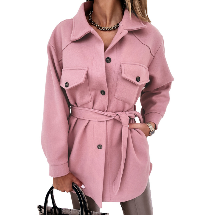 Casual Solid Color Lapel Tie Trench Coat Jacket