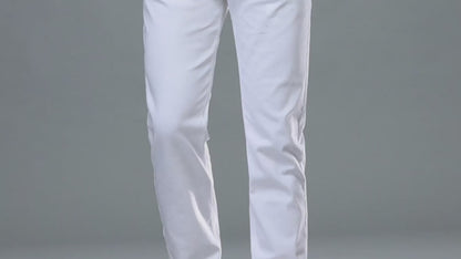 Men's Business Straight-Leg Stretch Pure White Jeans